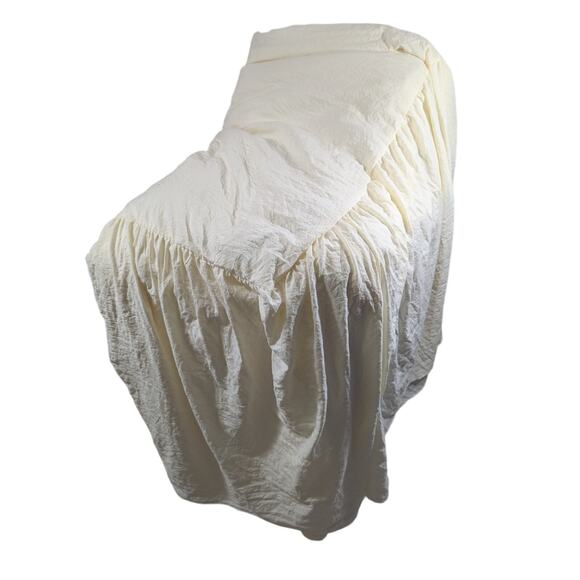 LUSH DECOR! SHABBY CHIC BUTTER YELLOW SKIRTED BEDSPREAD, COMFORTER, QUILT! SZ QN - Picture 2 of 10